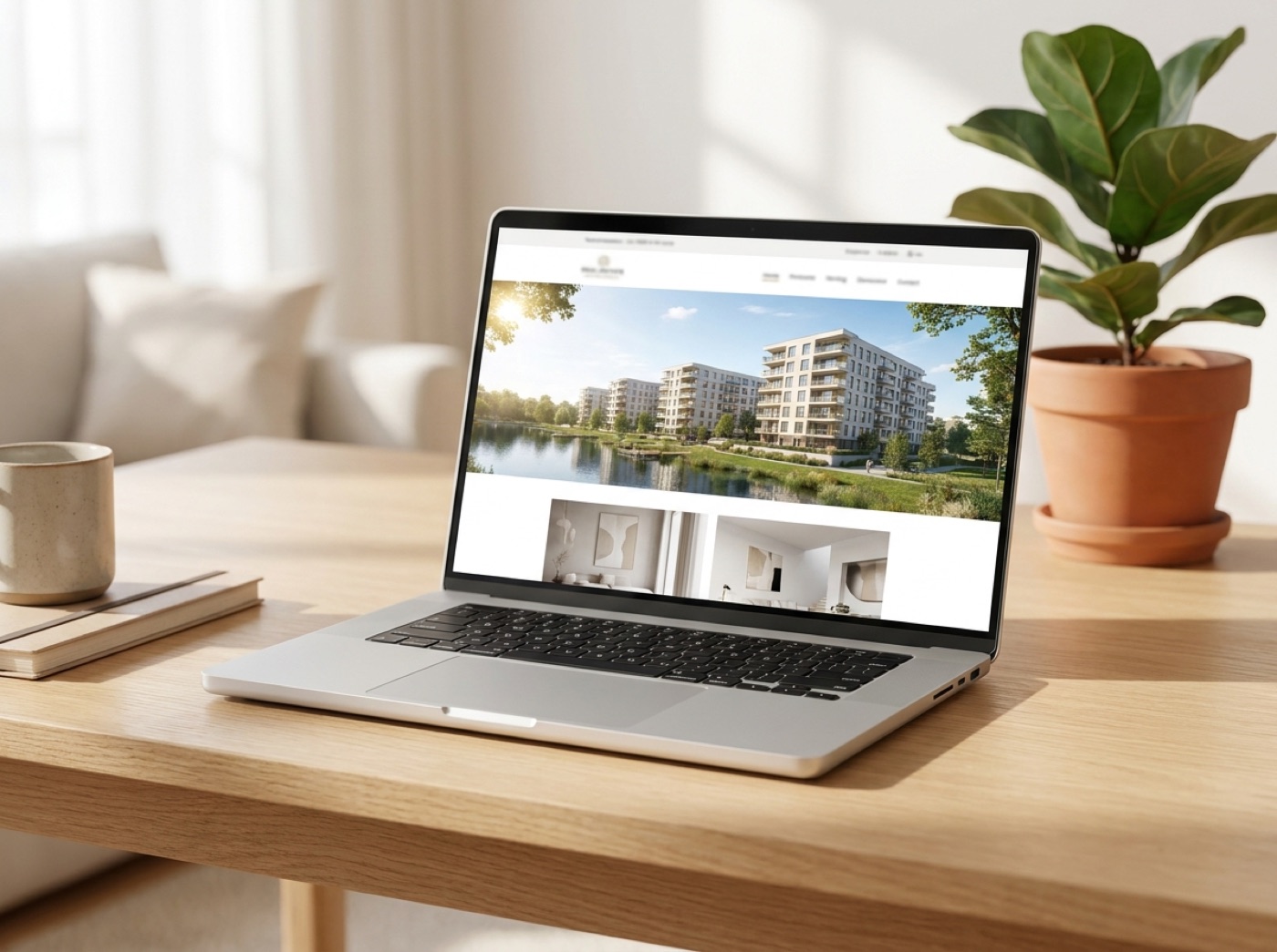 Laptop showing a development project website