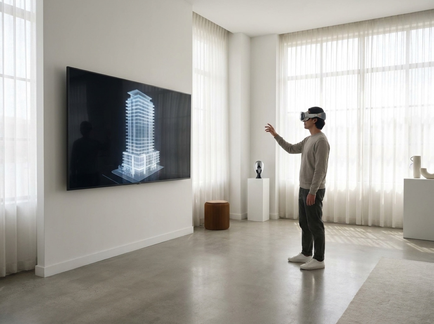 A buyer exploring a development in a virtual sales gallery